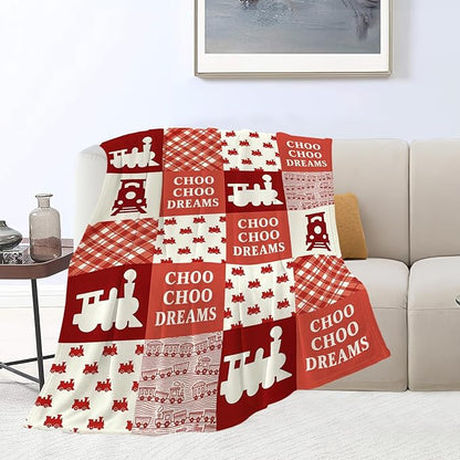 Train Blanket Super Soft Warm Fluffy Fleece Flannel Transportation Throw Blanket Cozy Fuzzy Plush Stuff Bedding Blankets Gifts for Teens Boys Kids Women Girls Adults 60"X50"