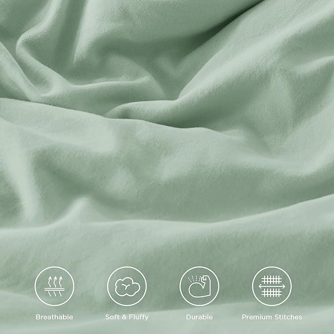 Andency Sage Green California King Comforter Set, 3 Pieces Farmhouse Shabby Chic Bedding Comforter Sets, Lightweight Fluffy Soft Polyester All Season Bed Set(104x96In Comforter)