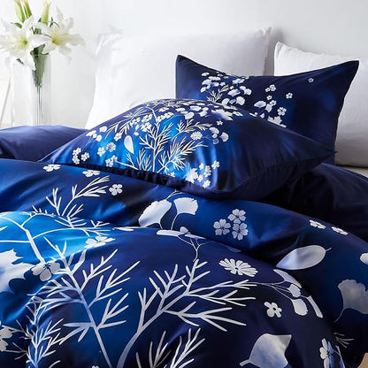 Cupocupa Duvet Cover King Size Set Boho Floral Pattern King Duvet Cover Set for King Size Bed Vintage Soft Bedding Leaf Print Duvet Cover with Pillowcases