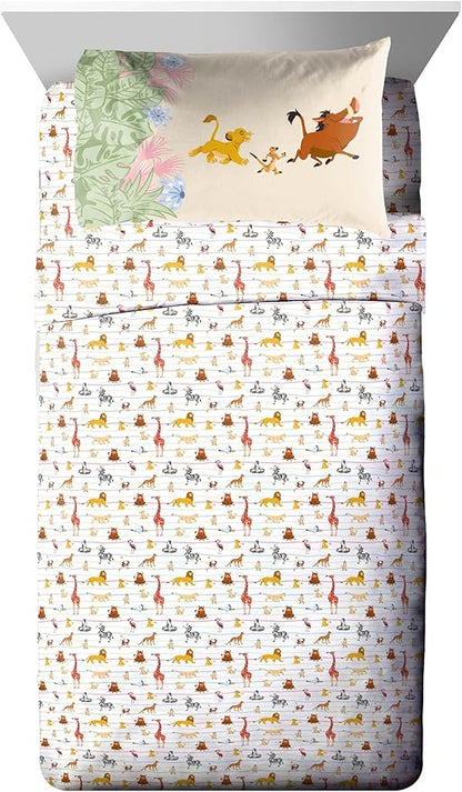 Jay Franco Kids Comforter Set Includes Sheets and Pillow Covers - Soft and Cozy Bed Set for Stylish Room Decor, Multi - Lion King, 5 Piece Twin Size Bedding