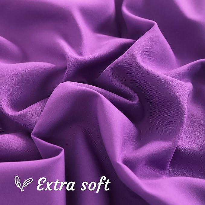 NTBAY King Pillow Cases Set of 2, 2 Pack Brushed Microfiber 20x40 Pillow Cases, Soft, Wrinkle, Fade, Stain Resistant Purple Pillow Cases with Envelope Closure, 20x40 Inches, Purple