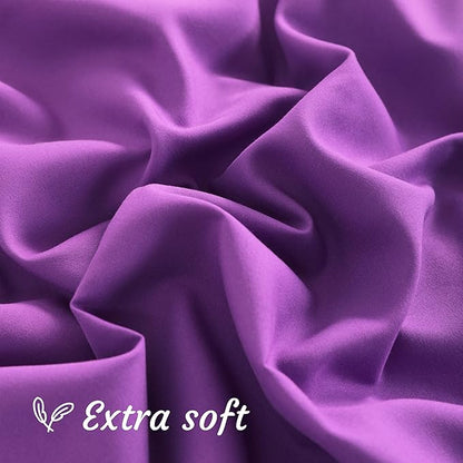 NTBAY King Pillow Cases Set of 2, 2 Pack Brushed Microfiber 20x40 Pillow Cases, Soft, Wrinkle, Fade, Stain Resistant Purple Pillow Cases with Envelope Closure, 20x40 Inches, Purple