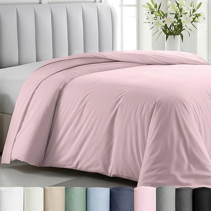 California Design Den Duvet Cover Twin/Twin XL Only - Premium 400 Thread Count, Natural 100% Cotton Twin Cotton Duvet Cover, Soft Sateen, Button Closure and Corner Ties - Pink
