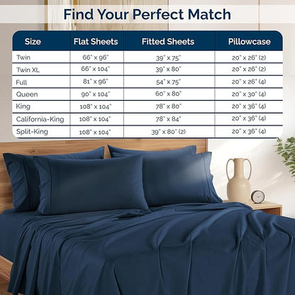 Casa Platino Queen Sheets Set – 100% Cotton Bed Sheets Queen, Breathable & Crisp Percale 6 Piece Set, 15" Deep Pocket for A Secure Fit, Ultra Soft & Cozy, Fit – Navy Blue