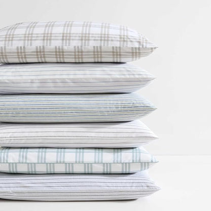 Eddie Bauer - Queen Sheet Set, Cotton Percale Bedding Set, Super Soft and Bedding Set, Oeko-Tex Certified (Basic Plaid Beige, Queen)