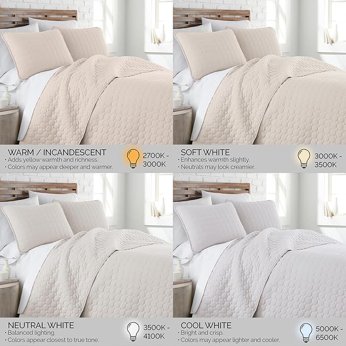 Southshore Fine Living, Inc. Quilted Summer Comforter, Queen Size Bedding Set with 2 Quilted Pillow Shams, Geometric Circle Design Coverlet, Queen/Full Size Bedspread, Lightweight Quilt, Bone