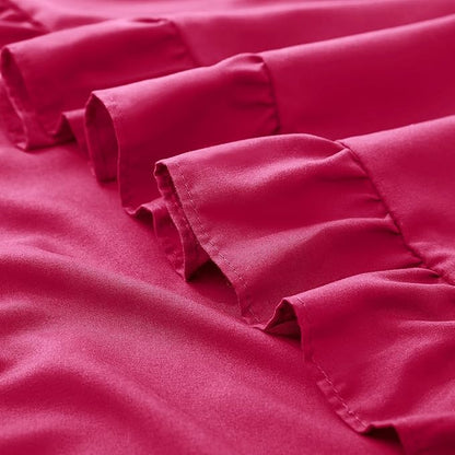 KKJIAF Ruffle Pillow Cases Standard Size Set of 2, Ruffled Pillow Covers with Envelope Closure, Wrinkle Resistant Ruffled Pillow Shams 20" x 26", Hot Pink