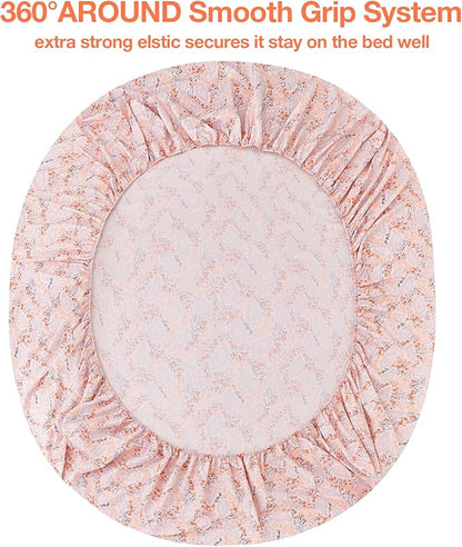 JSD Pink Paisley Floral Sheet Set King Size, 4 Piece Soft Printed Microfiber Sheets Extra Deep Pocket