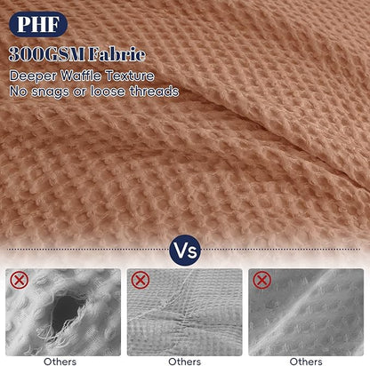 PHF Waffle Duvet Cover Set California King, No Snagging Ultra Soft Luxury Textured Breathable Comforter Cover for All Season 3pcs, Durable Bedding Duvet Set with 2 Pillow Shams, 104"x98", Terra Cotta