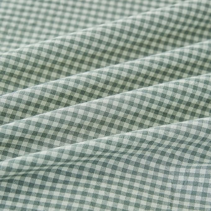Sage Green Gingham Duvet Cover Twin Washed Cotton Plaid Comforter Cover Twin Boho Farmhouse Soft Breathable Duvet Cover Set with Zipper Checkered Patterned Bedding Set Cute Duvet Protector