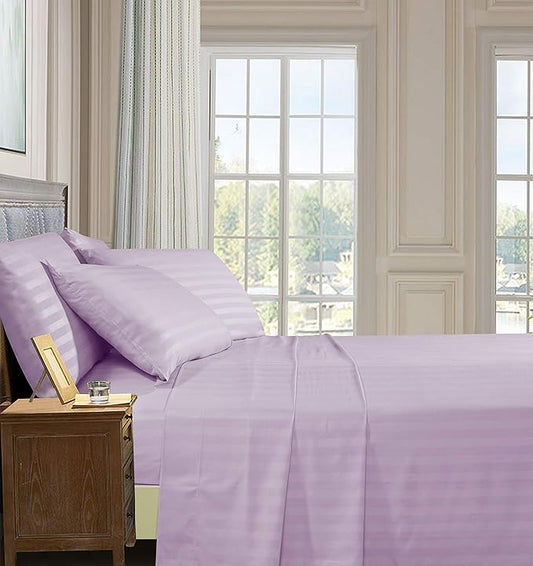 Elegant Comfort Best, Softest, Coziest 6-Piece Sheet Sets! - 1500 Premier Hotel Quality Luxurious Wrinkle Resistant 6-Piece Damask Stripe Bed Sheet Set, Full Lavender/Lilac