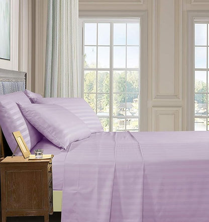 Elegant Comfort Best, Softest, Coziest 6-Piece Sheet Sets! - 1500 Premier Hotel Quality Luxurious Wrinkle Resistant 6-Piece Damask Stripe Bed Sheet Set, California King Lavender/Lilac