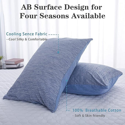 CHOSHOME Cooling Pillow Cases Zipper Pillow Covers Q-Max > 0.45 Zippered Pillowcases for Hot Sleepers, Soft, Breathable, Skin-Friendly, 2 Pack (Standard, 20"x26", Blue)