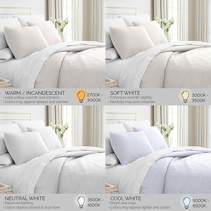 Southshore Fine Living, Inc. White Queen Quilt Bedding Set, Dual Fit Luxury Bedding Quilts, Queen Size Bedspread Coverlet, Full Size Quilted Comforter Bed Spread w/Pillow Shams, White Quilts