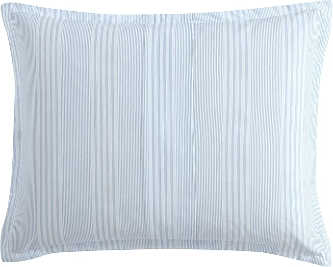 Laura Ashley- King Comforter Set, Cotton Reversible Bedding Set with Matching Sham(s), Farmhouse Home Décor (Bedford Blue, King)