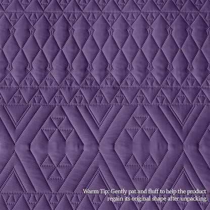 akkialla Full/Queen Quilt Set, Purple Lightweight Microfiber Bedspread Coverlet, Boho Geometric Pattern, Soft All-Season Bedding, 3-Piece (1 Quilt, 2 Pillow Shams) | Breathable fabric, Modern style
