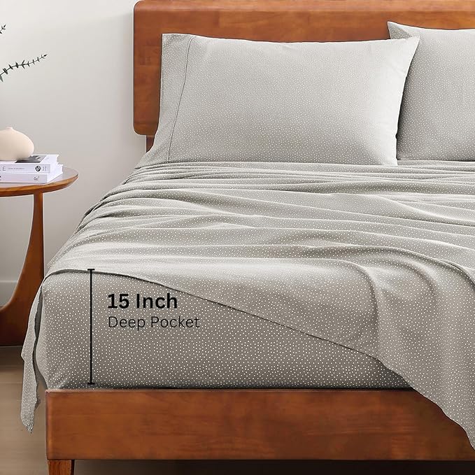 LANE LINEN Sustainably Produced 100% Organic Cotton Twin Bed Sheet Set, Soft & Breathable Naturally Cool Temperature Regulating Twin Sheet Set, Low Pilling Fade Resistant Bed Sheets- Snowdrop