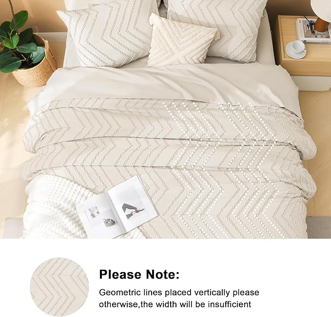 Litanika Super King Size Comforter Set with Sheets Beige - 7 Pieces Bed in a Bag Oversized King Boho Tufted Complete Bedding Sets with Comforter, Sheets, Pillowcases & Shams