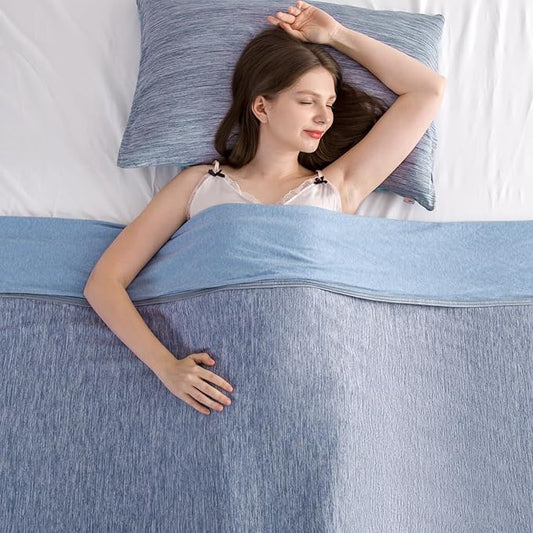 Elegear Revolutionary Cooling Blanket Twin, Absorbs Heat to Keep Body Cool for Night Sweats, Arc-Chill 3.0 Cool Fiber Q-Max>0.5 for Hot Sleepers, Lightweight Summer Cold Blankets for Sleeping, Blue