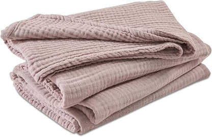 EMME Cotton Muslin Large Throw Blanket Couch Breathable Gauze Soft Lightweight Bed Blankets Adults (Heather Dusty Pink, 50"x70")