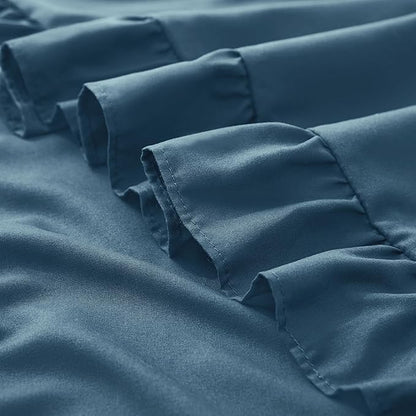 KKJIAF Ruffle Pillow Cases King Size Set of 2, Ruffled Pillow Covers with Envelope Closure, Wrinkle Resistant Ruffled Pillow Shams 20" x 36", Dark Blue