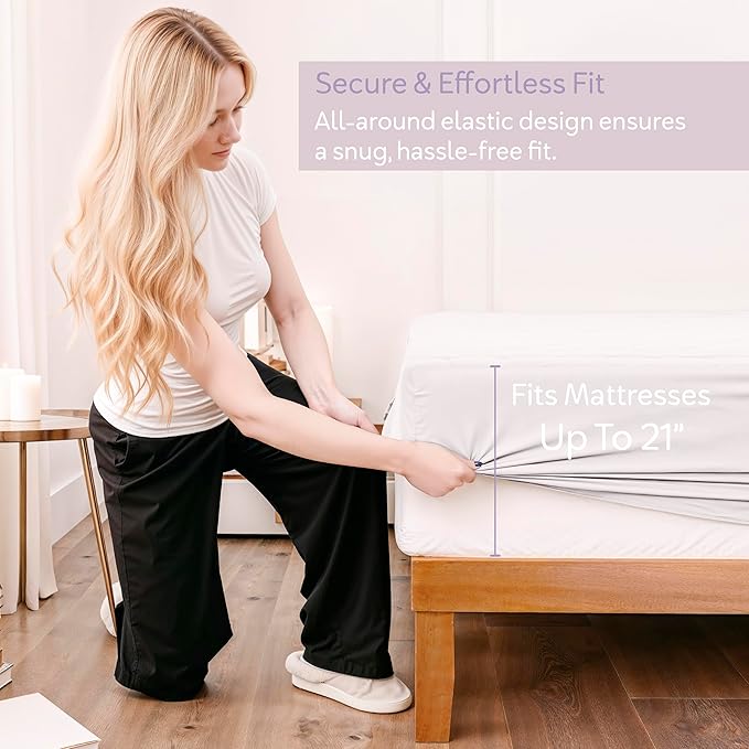 Hearth & Harbor 2 Pack Twin XL Size Quilted Fitted Mattress Pad Cover, 100% Waterproof Mattress Protectors, College Dorm Room Essentials, Deep Pocket Fitted Mattress Cover 8" - 21", White