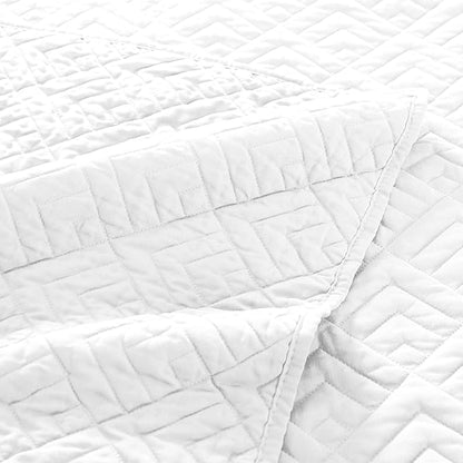 EXQ Home Quilt Set King Size White 3 Piece,Lightweight Soft Coverlet Modern Style Squares Pattern Bedspread Set for All Season(1 Quilt,2 Pillow Shams)