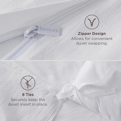 Bedsure White Duvet Cover Full Size - 3 Pieces Prewashed Extra Soft Cotton-Like Polyester Bedding Set, Includes 1 Duvet Cover 80x90 Inches with Zipper Closure & 2 Pillow Shams, Comforter Not Included
