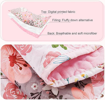 Whale Flotilla Patchwork Quilts Queen Size, Extra Soft Boho Floral Bedspreads for Bed Reversible Lightweight Full Queen Quilt Bedding Set Printed Coverlets with 2 Pillow Shams for All Seasons, Pink