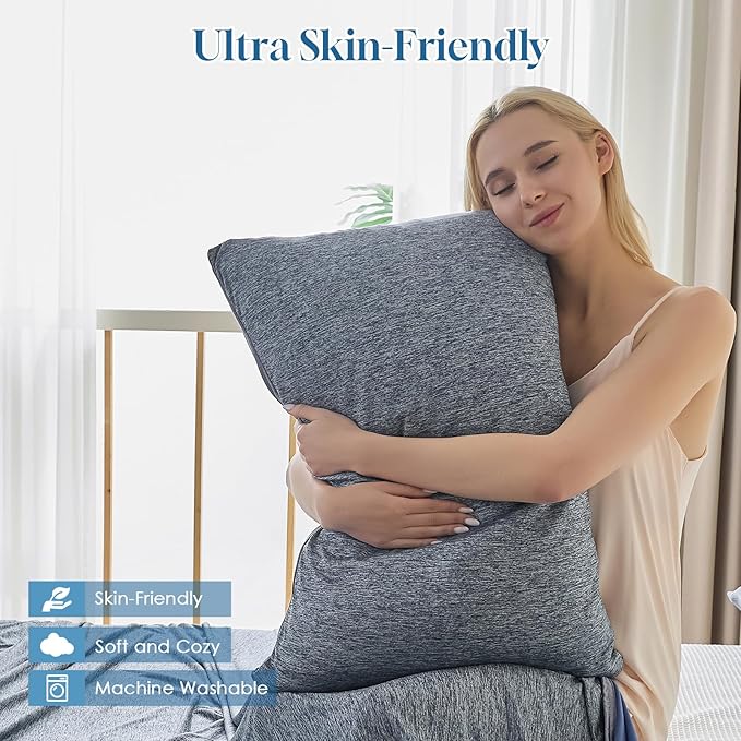 CHOSHOME Cooling Pillow Cases Zipper Pillow Covers Q-Max > 0.45 Zippered Pillowcases for Hot Sleepers, Soft, Breathable, Skin-Friendly, 2 Pack (Queen, 20"x30", Navy Blue)