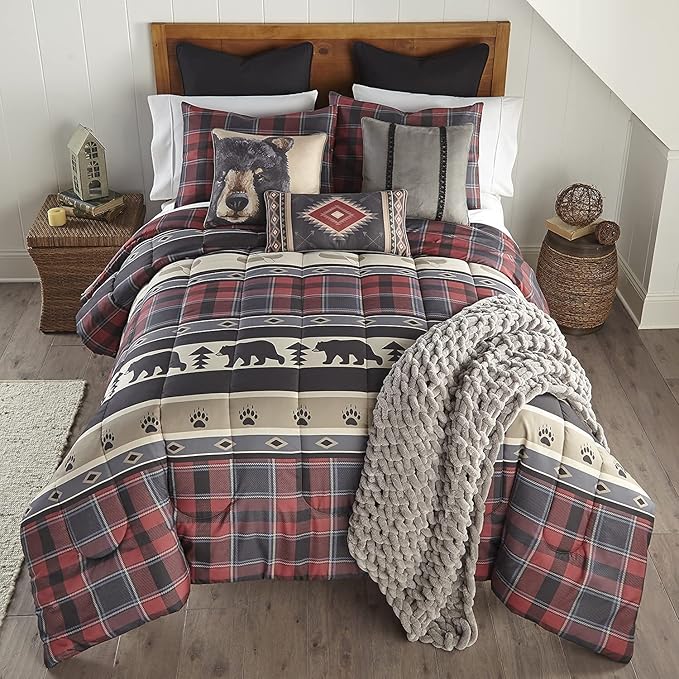 Donna Sharp King Comforter Set - 3 Piece Set - Canoe Trip - Comforter and Two Pillow Shams - Machine Washable