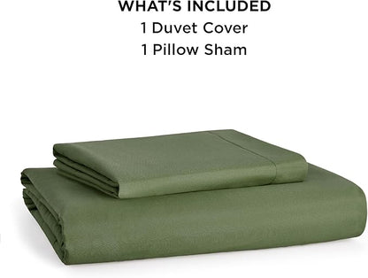 Bedsure Duvet Cover Twin/Twin XL Size - Extra Soft Double Brushed Bedding Set with Zipper Closure, 2 Pieces, Includes 1 Duvet Cover (68"x90") & 1 Pillow Sham, Comforter Not Included, Olive Green