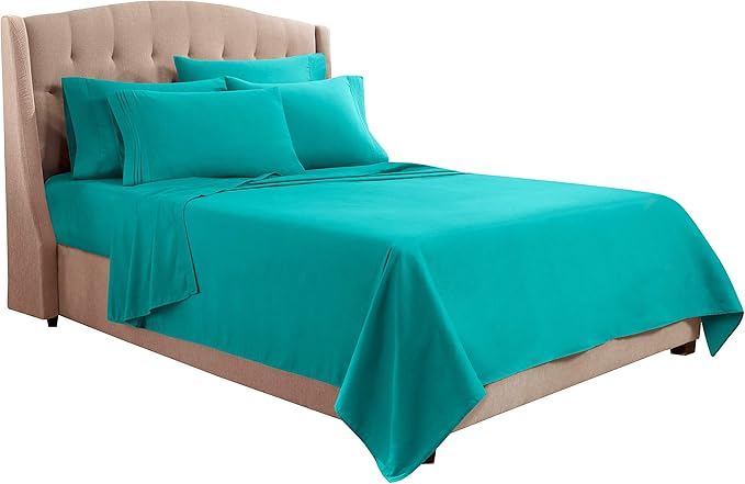 Clara Clark Cal King Sheets, 6 Piece Set - Hotel Luxury Sheets for Cal King Size Bed, Super Soft Bedding Set, Cal King Size, Teal
