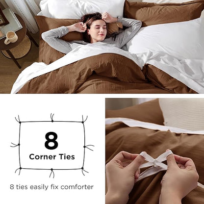 Bedsure Brown Duvet Cover King Size - 3 Pieces Prewashed Cotton-Like Extra Soft Bedding Set, Includes 1 Duvet Cover 104x90 Inches with Zipper Closure & 2 Pillow Shams, Comforter Not Included