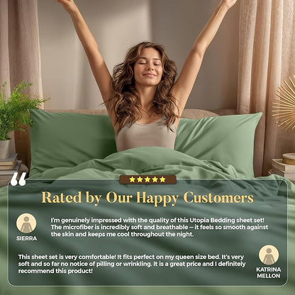 Utopia Bedding Twin XL Sheet Set – 3 Piece Bed Sheets for Twin XL Size Bed, Soft and Breathable Microfiber, Includes 1 Fitted Sheet, 1 Flat Sheet and 1 Pillowcase (Sage)