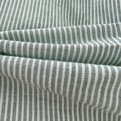 mixinni Green Striped Duvet Cover Twin Size - 100% Washed Cotton Pinstripe Comforter Cover with Zipper Closure, Lightweight & Breathable, 3 Pieces Minimalist Stripes Pattern Printed Bedding Set