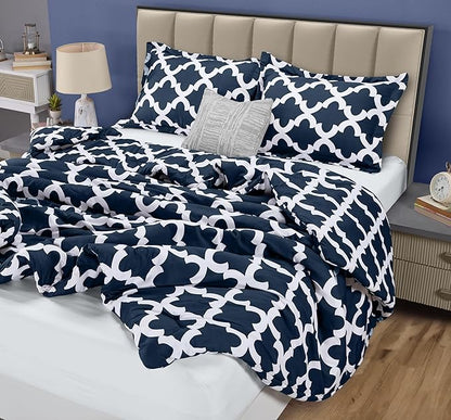 King Comforter Set 3 Piece Navy by Utopia Bedding, Printed Comforters King Size, Bedding Comforters Sets, Down Alternative Soft Bed Set, 1 Comforter (90 x 102 inches) 2 Pillow Shams (20 x 36 inches)