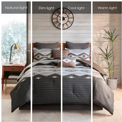 Woolrich Rustic Lodge Cabin Comforter Set - All Season Down Alternative Warm Bedding Layer and Matching Shams, Oversized Full, Bitter Creek, Grey/Brown