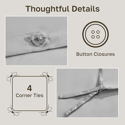 California Design Den 100% Cotton Duvet Cover King Only - Winner Good Housekeeping Best Bedding Awards 2025, 400 Thread Count, Sateen Bedding Duvet Covers, Button Closure & Corner Ties - Light Grey