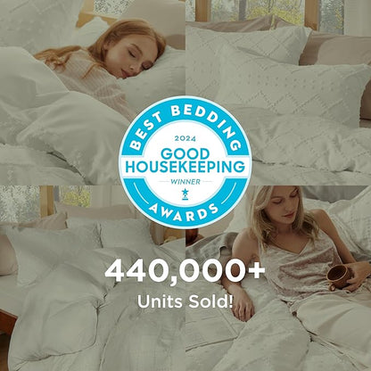 Bedsure Boho Twin Duvet Cover Size - White Breathable & Soft Boho Bedding, Machine Washable Comforter Cover for All Seasons, Includes 1 Duvet Cover 68"x90" with 1 Pillow Sham & Zipper Closure