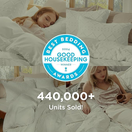 Bedsure Boho Twin Duvet Cover Size - White Breathable & Soft Boho Bedding, Machine Washable Comforter Cover for All Seasons, Includes 1 Duvet Cover 68"x90" with 1 Pillow Sham & Zipper Closure