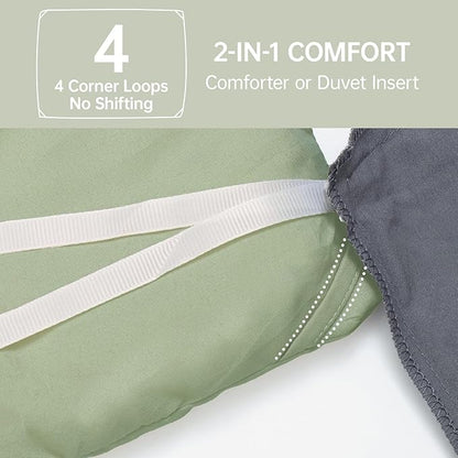 MUXHOMO Green Full Comforter Sets, All Season Ultra Soft Down Alternative Bedding - 3 Piece Lightweight Bed Set Includes 1 Comforter (82"x86") and 2 Pillow Shams (20"x26")