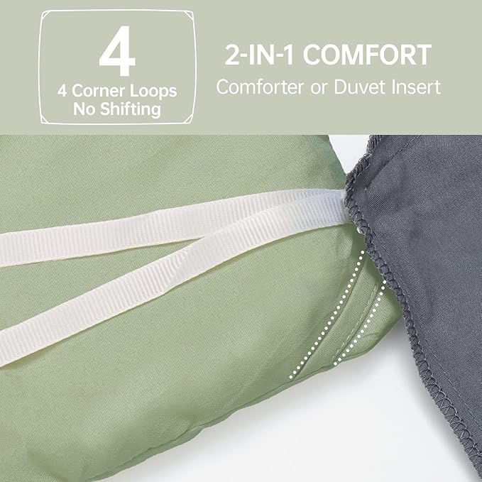 MUXHOMO Green King Size Comforter Set, All Season Ultra Soft Down Alternative Bedding - 3 Piece Lightweight Bed Set Includes 1 Comforter (104"x90") and 2 Pillow Shams (20"x36")