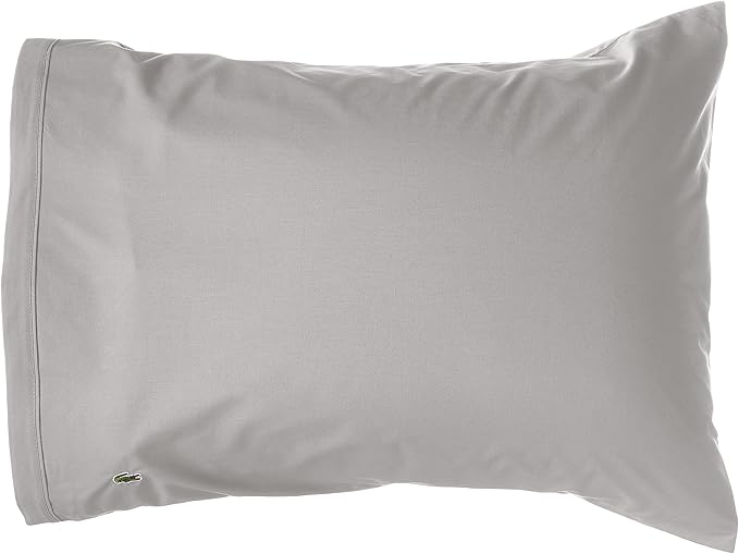 Lacoste 100% Cotton Percale 4-Piece Sheet Set – Cool, Crisp, Matte, and Durable, Oeko-Tex Certified – Solid, Sleet, Queen