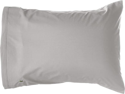 Lacoste 100% Cotton Percale 4-Piece Sheet Set – Cool, Crisp, Matte, and Durable, Oeko-Tex Certified – Solid, Sleet, Queen