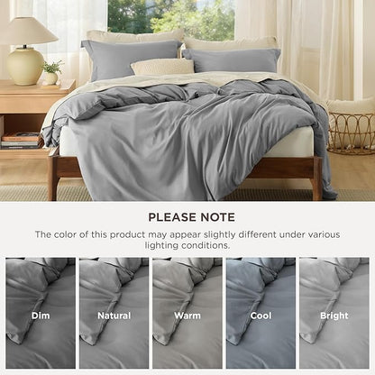 Bedsure Duvet Cover California King Size - Soft Double Brushed Bedding Set for Kids & Adults, Zipper Closure, 3 Pieces, Includes 1 Duvet Cover (104"x98") & 2 Pillow Shams, NO Comforter, Grey