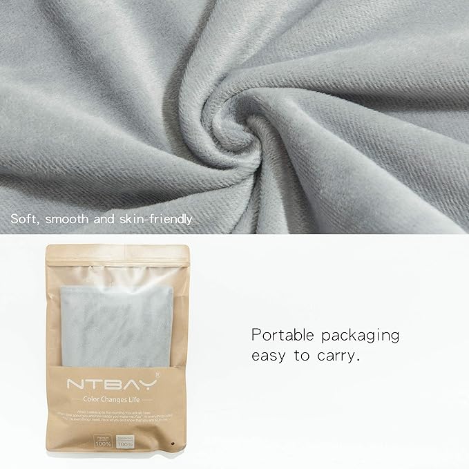 NTBAY Zippered Velvet Square Throw Pillow Covers, 2 Pack Soft and Luxury Decorative Cushion Cases, 18x18 Inches, Light Grey