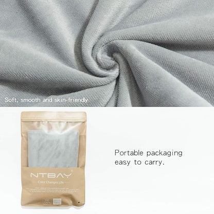 NTBAY Velvet 2 Pack Square Zippered Throw Pillow Covers, Super Soft and Luxury Euro Cushion Covers for Sofa, Couch, 24x24 Inches, Light Grey