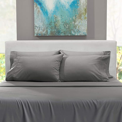 Hearth & Harbor Extra Deep Pocket Sheets - Fits Mattress 18-24 Inches Deep - Extra Deep Pocket Full Size Sets - 6 Piece Full Size - Full - Gray