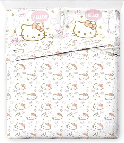 Jay Franco Hello Kitty Full Comforter Set - 7 Piece Bedding Includes Sheet Set & Pillow Covers - Super Soft Pink Bedding